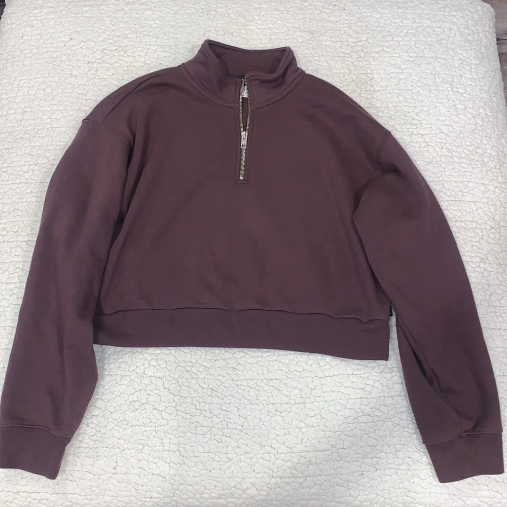 SOLD TNA Plum Quarter Zip Sweatshirt - Picture 1 of 4